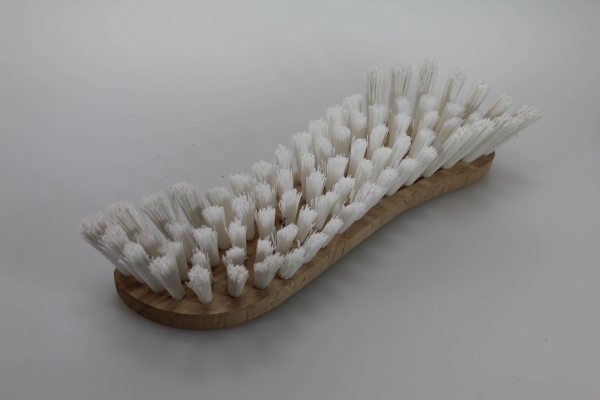 Scheuerbürste / Nylon weich, weiß, Holzkörper
